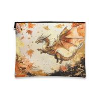 Beauty case autunnale con draghi di campagna e foglie d'acero, borsa da viaggio per donne, regali per ragazze, organizer portatile con cerniera in tela con animali, 17,8 x 22,9 cm