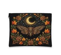Beauty case autunnale con insetti cicale, borsa da viaggio per donne e ragazze, piccola borsa portatile in tela con cerniera, borsa da toilette autunnale, 17,8 x 22,9 cm