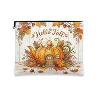 Beauty case autunnale con insetti e lucciole, graziosa borsa da viaggio per donne e ragazze, organizer portatile con cerniera in tela piccola e autunnale, 17,8 x 22,9 cm