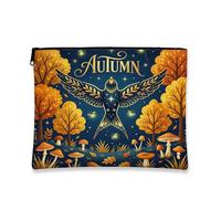 Beauty case autunnale con rondini e uccelli, borsa da viaggio per donne e ragazze, piccola borsa portatile in tela con cerniera per le vacanze, 17,8 x 22,9 cm