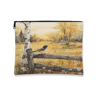 Beauty case autunnale con rondini e uccellini, borsa da viaggio per donne e ragazze, organizer portatile in tela con cerniera, 17,8 x 22,9 cm