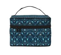 Beauty case blu con stampa di granchio cibernetico, graziose borse per cosmetici da donna, grande borsa organizer da viaggio per il trucco