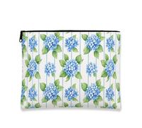 Beauty case blu floreale, borsa da viaggio per cosmetici acquerello ortensia per donne, elegante organizer per articoli da toeletta con cerniera, elementi essenziali per la cura della pelle