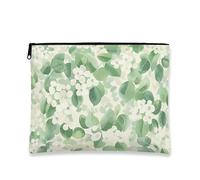 Beauty case botanico floreale, vintage foglie verdi, borsa da viaggio per cosmetici da donna, piccola borsa portatile in tela con cerniera, borsa da toilette primaverile per la cura della pelle, Verde