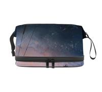 Beauty case City Night a doppio strato per donne e ragazze, borsa da viaggio per trucchi pratica borsa organizer con scomparto per pennelli, Multi, 27x15x14 cm/10.6x5.9x5.5 in, Beauty case