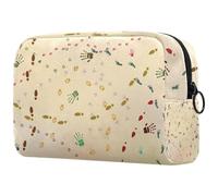 Beauty case colorato con impronte di orme da donna, borsa da viaggio grande per trucchi, pratica borsa organizer con cerniera, Multi, 18.5x7.5x13cm/7.3x3x5.1in, Beauty case