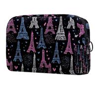 Beauty case colorato con Torri di Parigi per donne, beauty case da viaggio, grande, pratico astuccio organizer con cerniera