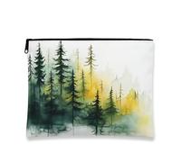 Beauty case con albero della foresta primaverile, 17,8 x 22,9 cm, borsa da viaggio, divertente astuccio per cosmetici scenico ad acquerello, per donne, paesaggi alla moda, portatile, in tela, con