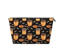 Beauty case con api e miele, trousse da viaggio per articoli da toeletta da donna, borsa per il trucco in pelle, borsa organizer per trucchi carina, Argento, Taglia unica