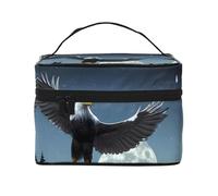 Beauty case con aquila sotto le stelle. Borsa per cosmetici da donna alla moda, grande, organizer da viaggio per articoli da toeletta