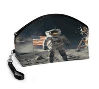 Beauty case con astronauta che atterrano sulla luna | Piccola borsa cosmetica da viaggio per le donne organizer portatile estetica per accessori da viaggio articoli da toeletta