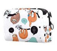 Beauty case con bradipo e scritta Take Your Time, da donna, per articoli da toeletta da viaggio, grande, con cerniera, Multi, 18.5x7.5x13cm/7.3x3x5.1in, Beauty case