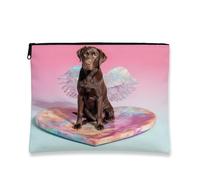 Beauty case con cane angelo, grazioso labrador con ali, astuccio da viaggio per donne, piccolo organizer portatile in tela con cerniera, scelta perfetta per gli amanti degli animali, compleanno e