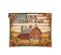 Beauty case con cane Brittany 250 Years Brittany, borsa da viaggio per donne, regali per ragazze, piccola tela portatile patriottica, organizer con cerniera, 17,8 x 22,9 cm