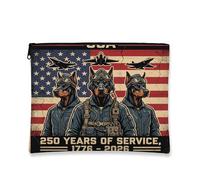 Beauty case con cane dobermann 250 anni, borsa da viaggio retrò per donne, regali per ragazze, piccola tela portatile patriottica con cerniera, 17,8 x 22,9 cm