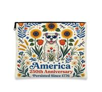 Beauty case con cane Pitbull, beauty case per 250 anni, motivo floreale, per donne e ragazze, piccola borsa portatile in tela con cerniera, 17,8 x 22,9 cm