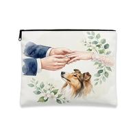 Beauty case con cane Rough Collie, borsa da viaggio romantica per matrimonio, per donne e ragazze, piccola borsa portatile in tela con cerniera, borsa da toeletta per animali domestici, 17,8 x 22,9 cm
