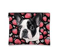 Beauty case con cani francesi, astuccio portatile per cosmetici, con illustrazione di cani carini, per donne, organizer da viaggio con cerniera, scelta perfetta per gli amanti degli animali, San