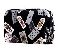 Beauty case con carte da gioco che cadono da donna, borsa da viaggio per articoli da toeletta grandi, pratica borsa organizer con cerniera, Multi, 18.5x7.5x13cm/7.3x3x5.1in, Beauty case