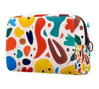 Beauty case con cerniera bella pittura forme geometriche modello carino astuccio trucco impermeabile borsa cosmetica regalo di compleanno per donne ragazze, Multi, 18.5x7.5x13cm/7.3x3x5.1in, Art Deco