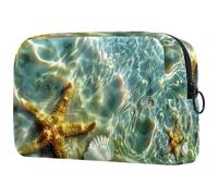 Beauty case con cerniera, stella marina, conchiglie, spiaggia, graziosa trousse per cosmetici, impermeabile, regalo di compleanno per donne e ragazze, Multi, 18.5x7.5x13cm/7.3x3x5.1in, Art Deco