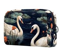 Beauty case con cerniera Swans Rive modello carino astuccio trucco impermeabile borsa cosmetica regalo di compleanno per donne ragazze, Multicolore 1, 18.5x7.5x13cm/7.3x3x5.1in, Art Deco