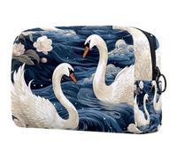 Beauty case con cerniera Swans Rive modello carino astuccio trucco impermeabile borsa cosmetica regalo di compleanno per donne ragazze, multicolore 2, 18.5x7.5x13cm/7.3x3x5.1in, Art Deco