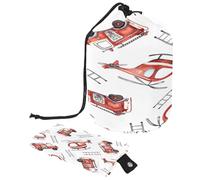 Beauty case con coulisse, a forma di barile, a forma di cilindro, camion dei pompieri, elicottero, borsa per cosmetici, organizer per trucchi da viaggio + piccola borsa, Multi,