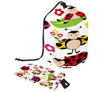 Beauty case con coulisse, a forma di barile, a forma di insetto, borsa per cosmetici, organizer da viaggio + piccola borsa, Multi, 9.9x6.9in/25.2x17.6cm;6x3.5in/15.2x8.8cm, Beauty case