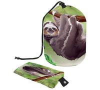 Beauty case con coulisse, a forma di barile di bradipo nella giungla, a forma di barile, borsa per cosmetici, organizer per trucchi da viaggio + piccola borsa, Multi,