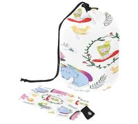 Beauty case con coulisse, a forma di barile, motivo: principessa e principe, borsa per cosmetici, organizer da viaggio + piccola borsa, Multi, 9.9x6.9in/25.2x17.6cm;6x3.5in/15.2x8.8cm, Beauty case