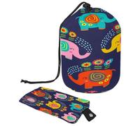 Beauty case con coulisse, a forma di botte, a forma di elefante, con fiori che innaffiano, borsa per cosmetici, organizer da viaggio + piccola borsa, Multi, 9.9x6.9in/25.2x17.6cm;6x3.5in/15.2x8.8cm,