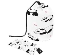 Beauty case con coulisse, a forma di botte, a forma di panda strano, trousse per cosmetici, organizer da viaggio + piccola borsa, Multi, 9.9x6.9in/25.2x17.6cm;6x3.5in/15.2x8.8cm, Beauty case