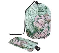 Beauty case con coulisse, a forma di botte, con foglie botaniche, trousse per cosmetici, organizer da viaggio per trucchi + piccola borsa, Multi, 9.9x6.9in/25.2x17.6cm;6x3.5in/15.2x8.8cm, Beauty case