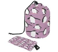 Beauty case con coulisse, a forma di botte di pinguino nella neve, borsa per cosmetici, organizer da viaggio + piccola borsa, Multi, 9.9x6.9in/25.2x17.6cm;6x3.5in/15.2x8.8cm, Beauty case