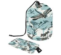 Beauty case con coulisse, a forma di botte, libellula, farfalla, insetto, borsa per cosmetici, organizer da viaggio + piccola borsa, Multi, 9.9x6.9in/25.2x17.6cm;6x3.5in/15.2x8.8cm, Beauty case