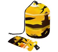 Beauty case con coulisse, a forma di cilindro, a forma di cilindro, con immagine di albatro, uccellino e tramonto, trousse da viaggio + piccola borsa, Multi, 9.9x6.9in/25.2x17.6cm;6x3.5in/15.2x8.8cm,