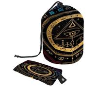 Beauty case con coulisse, a forma di cilindro, con disegno di Bill Cipher Wheel Zodiac, borsa per cosmetici, organizer da viaggio + piccola borsa, Multi, 9.9x6.9in/25.2x17.6cm;6x3.5in/15.2x8.8cm,