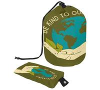 Beauty case con coulisse, borsa da bagno a forma di barile con pianeta terra, borsa da viaggio per trucchi + piccola borsa, Multi, 9.9x6.9in/25.2x17.6cm;6x3.5in/15.2x8.8cm, Beauty case
