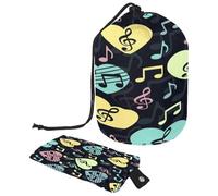 Beauty case con coulisse, colorato con chiave musicale e note, borsa per cosmetici, organizer da viaggio + piccola borsa, Multi, 9.9x6.9in/25.2x17.6cm;6x3.5in/15.2x8.8cm, Beauty case