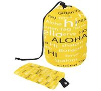 Beauty case con coulisse, con scritta "Hello- Words Differente Languages" a forma di barile, trousse da viaggio per trucchi + piccola borsa, Multi, 9.9x6.9in/25.2x17.6cm;6x3.5in/15.2x8.8cm, Beauty