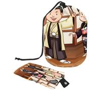 Beauty case con coulisse, coppia giapponese che indossa un tradizionale kimono a forma di barile, beauty case, organizer da viaggio + piccola borsa, Multi, 9.9x6.9in/25.2x17.6cm;6x3.5in/15.2x8.8cm,