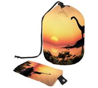 Beauty case con coulisse, Dinasaur in The Sunset Lake a forma di botte, borsa per cosmetici, organizer da viaggio per trucchi + piccola borsa, Multi, 9.9x6.9in/25.2x17.6cm;6x3.5in/15.2x8.8cm, Beauty