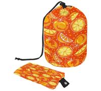 Beauty case con coulisse, giallo e arancione, motivo clementine, a forma di botte, beauty case, organizer da viaggio + piccola borsa, Multi, 9.9x6.9in/25.2x17.6cm;6x3.5in/15.2x8.8cm, Beauty case