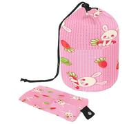 Beauty case con coulisse, grazioso coniglietto che tiene a forma di barile di carota, trousse per cosmetici, organizer per trucchi da viaggio + piccola borsa, Multi,