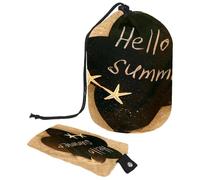 Beauty case con coulisse, Hello Summer Beach a forma di botte di sabbia, borsa per cosmetici, organizer da viaggio per trucchi + piccola borsa, Multi, 9.9x6.9in/25.2x17.6cm;6x3.5in/15.2x8.8cm, Beauty