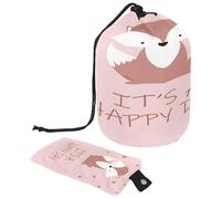 Beauty case con coulisse, Lovely Fox It's a Happy Day, a forma di barile, trousse per cosmetici, organizer per trucchi da viaggio + piccola borsa, Multi, 9.9x6.9in/25.2x17.6cm;6x3.5in/15.2x8.8cm,