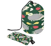 Beauty case con coulisse, motivo a forma di riccio e mela, a forma di botte, trousse da viaggio per trucchi + piccola borsa, Multi, 9.9x6.9in/25.2x17.6cm;6x3.5in/15.2x8.8cm, Beauty case