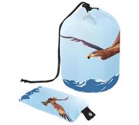 Beauty case con coulisse, poiana con aquila che vola sulle montagne, a forma di barile, borsa per cosmetici, organizer da viaggio per trucchi + piccola borsa, Multi,