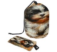 Beauty case con coulisse, Shih Tzu Dog Puppy borsa a forma di barile beauty case, organizer da viaggio + piccola borsa, Multi, 9.9x6.9in/25.2x17.6cm;6x3.5in/15.2x8.8cm, Beauty case